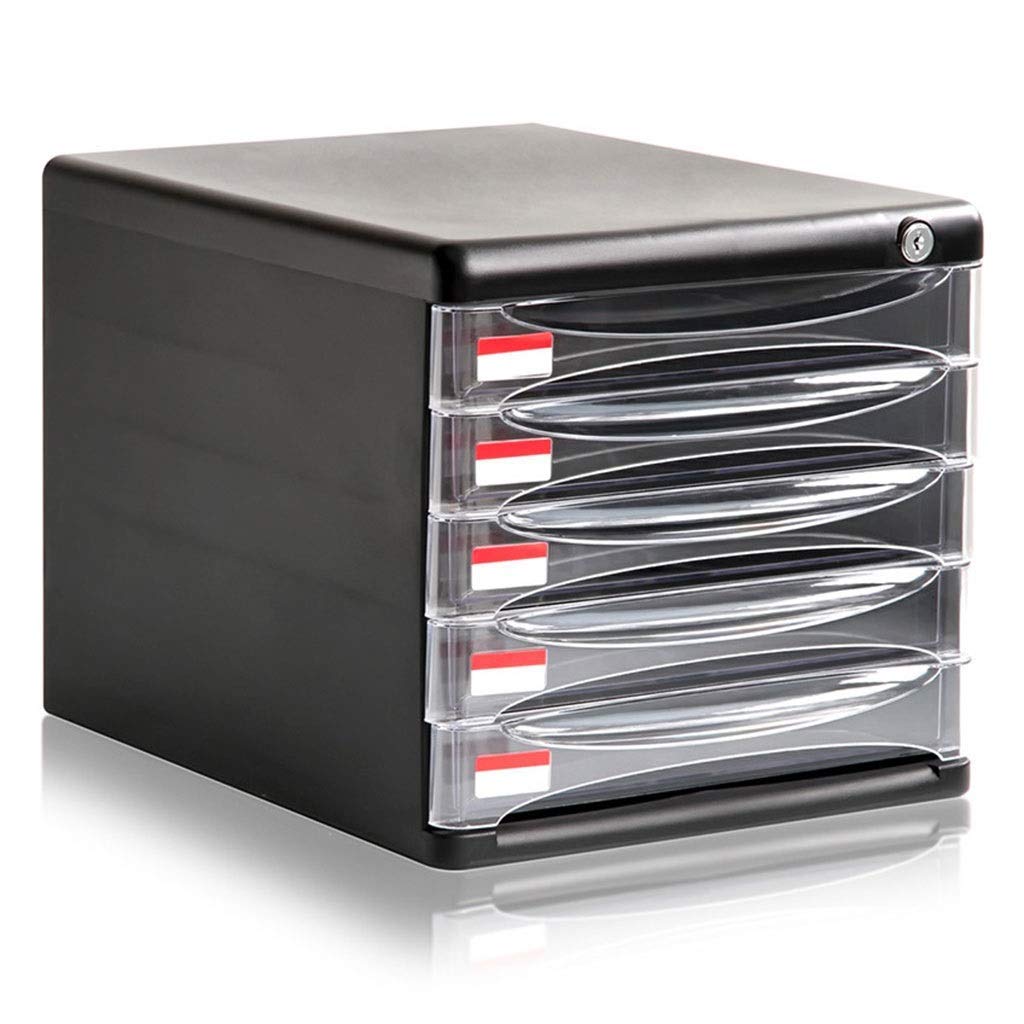 Armadietti per schedari Divisori per schedari 5 cassetti A4 Desktop Plastica Classificazione File Scatola di archiviazione Dati 27X36X26cm Libreria