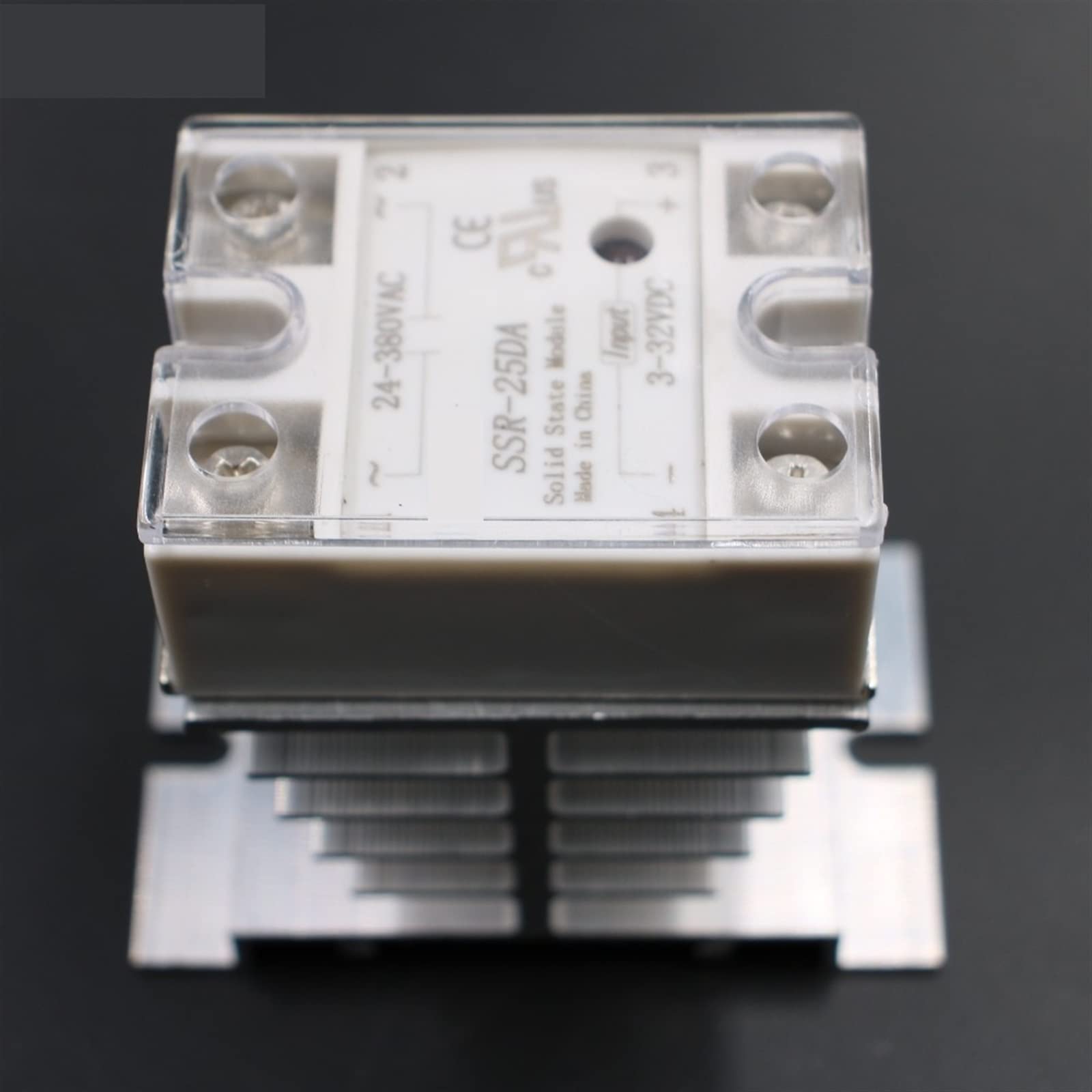 Modulo relè a Stato Solido SSR-25DA SSR-25 da 25A con Coperchio in plastica + 1 Combinazione radiatore di dissipazione del dissipatore di Calore in Alluminio 1 Pezzo