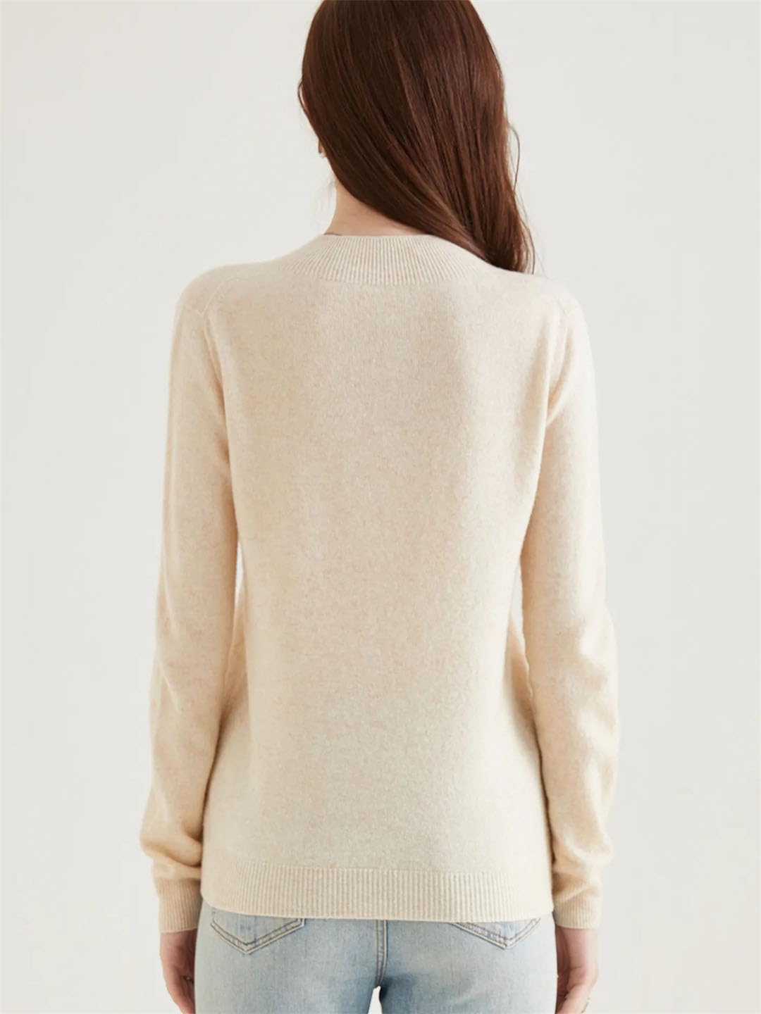 Maglione da donna a collo alto, in lana, a maniche lunghe, lavorato a maglia