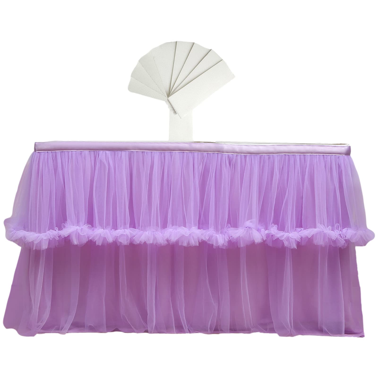 rismart Tulle Tutu Table Skirt Decor Purple 76 H x L 450 cm