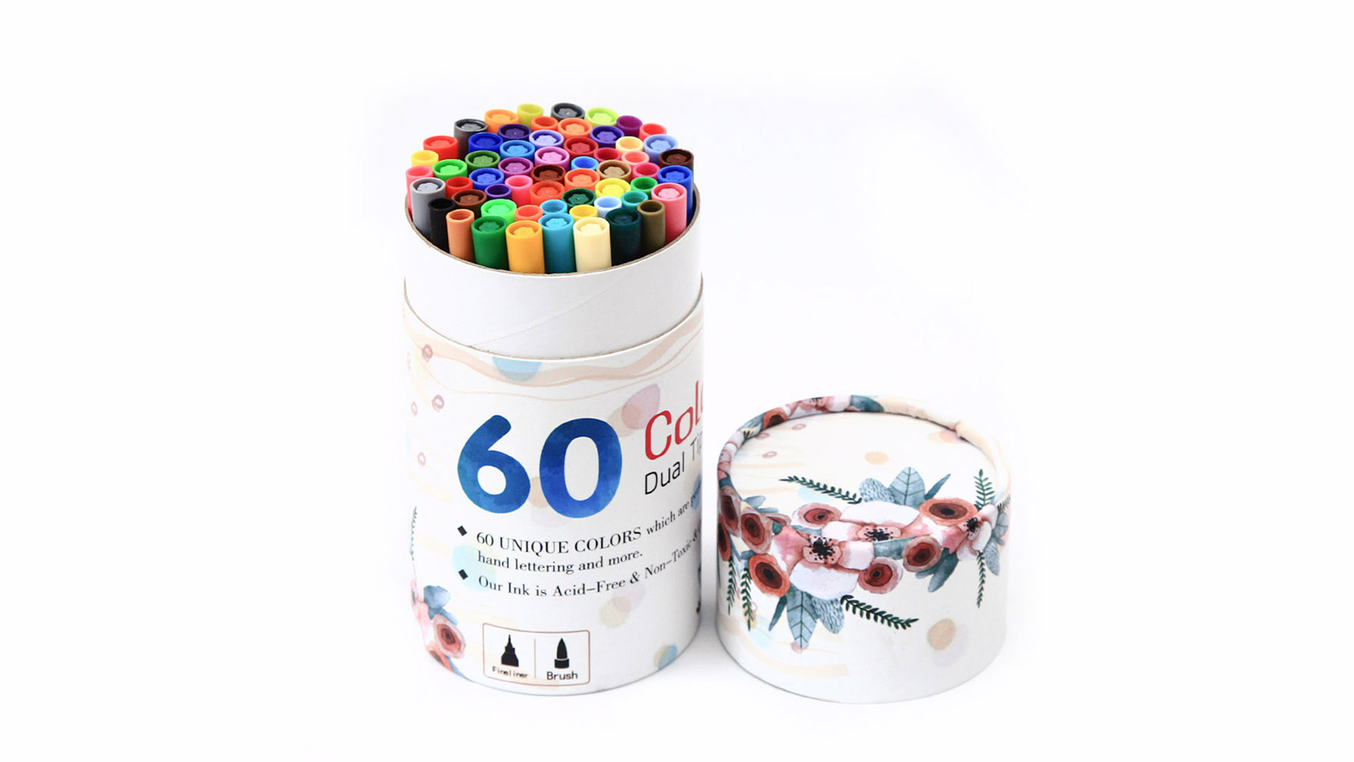 Amazon.com: ZSCM Duo Tip Brush Markers, 60 Colors Adult Coloring