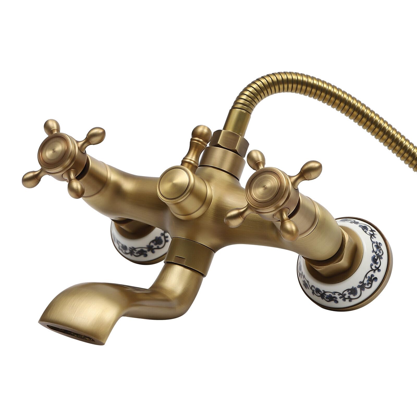 Rubinetto doccia anticato, sistema doccia con tubo a molla, miscelatore doccetta per bagno, docce e vasche da bagno