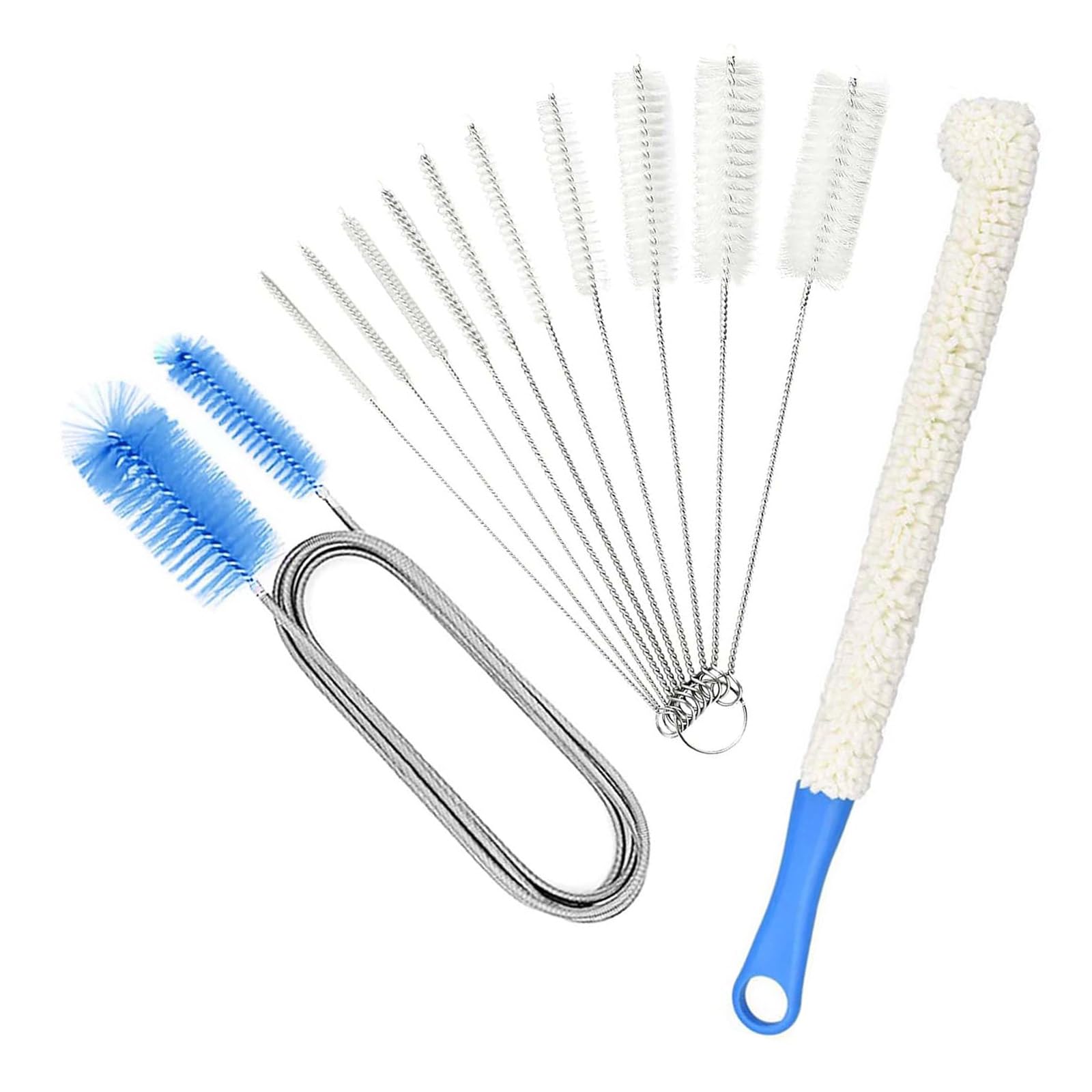 Multiple Size Drain Brush Cleaning Kits 12PCS Steel Brushes Flexible Design for Bottle Nozzle Aquariums Tube Tight Space Steel Drain Brush for Kitchen Sinks