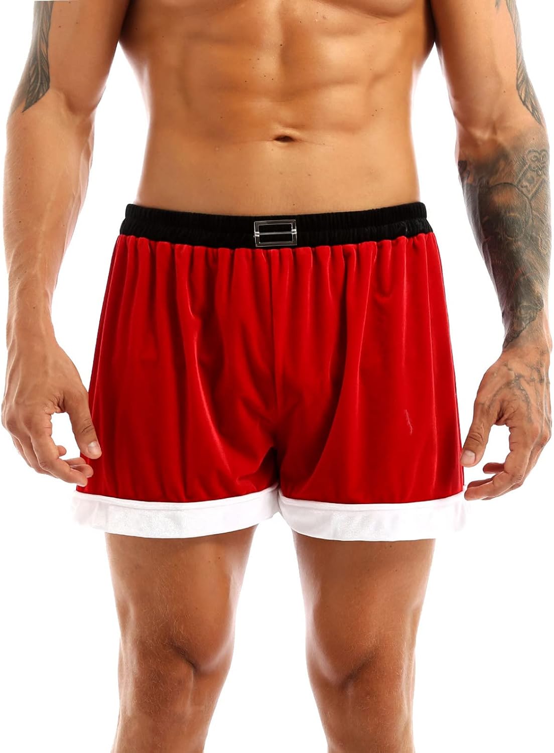 Hularka Mens Flannel Christmas Santa Claus Costume Holiday Boxer Shorts Pants Trunks Underpants