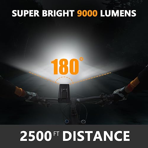 Miniatura 3 de Faro delantero para bicicleta de noche, 9000 lúmenes, impermeable, recargable por USB, función de banco de energía, luz trasera dual