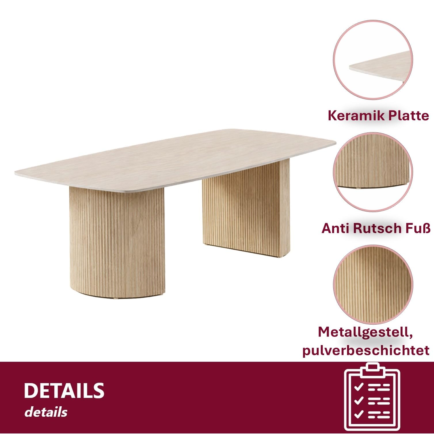 Couchtisch mit Keramikplatte in Travertin-Optik [kratzfest & pflegeleicht], moderner Wohnzimmertisch 130×70 cm, Sofatisch mit hitzebeständiger Oberfläche, ideal für Wohnzimmer & Esszimmer Schwarz