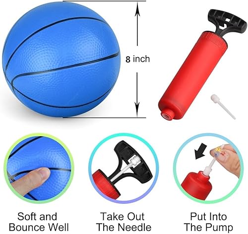 Vista 4 de Dilabnba Mini pelotas de baloncesto de repuesto de goma de 8 pulgadas para aro de baloncesto, piscina, pelota hinchable suave para playa, juego