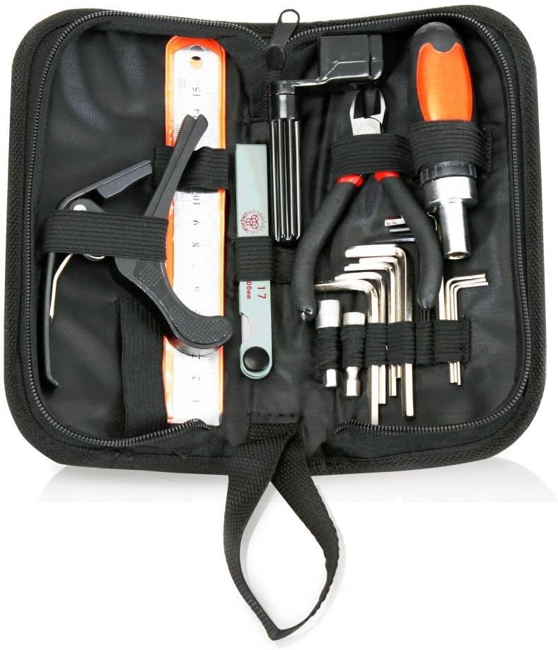 Bass Electric Classic Acoustic Guitar Maintenance Tool Kit - Luthier Accessories Set for String - Restring & Starter Setup Accessory Hardware Tools w/Case for Beginner Junior & Pro