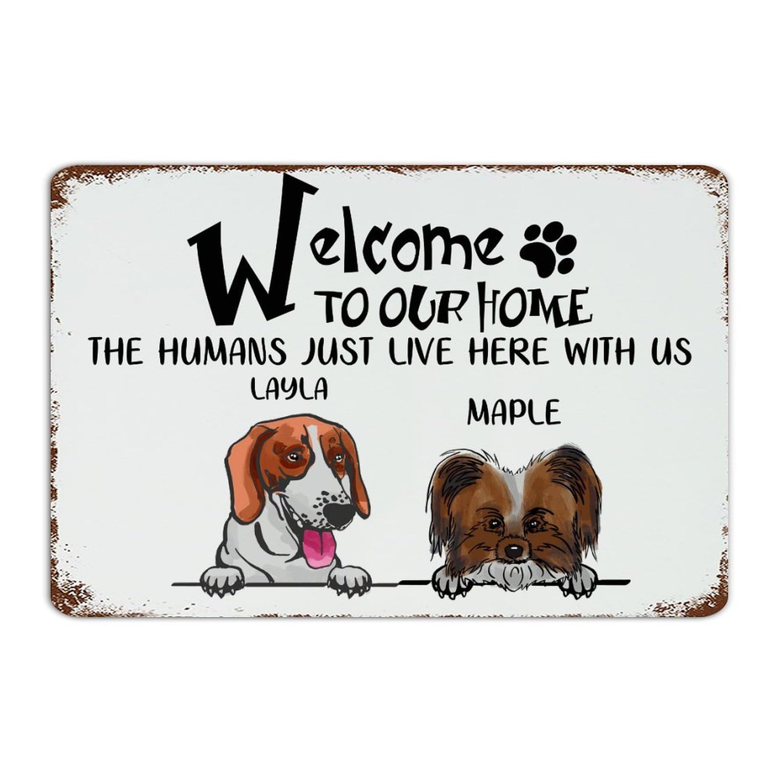 Panneau Welcome to Our Home personnalisé avec nom de chien