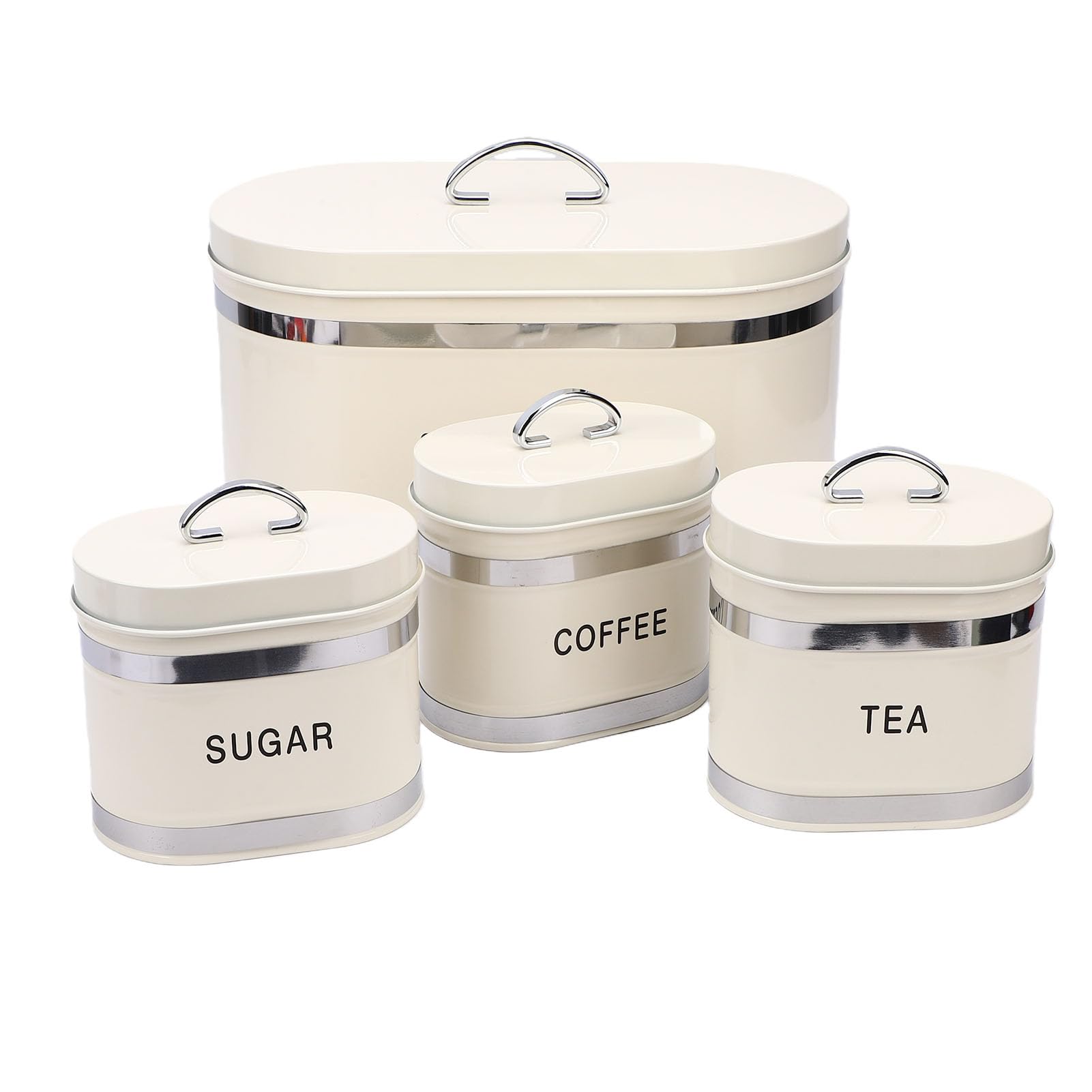Rengue Portapane per Bancone della, Portapane in Metallo con Chiusura Ermetica, Elegante Set di Contenitori per Conservare Zucchero, tè e caffè, Perfetto per i Panettieri Domestici (WHITE)