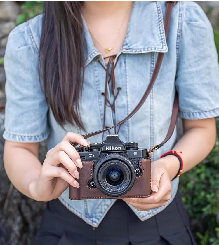 Genuine Leather Camera Half Case Cover Bag With Hand Grip for Zf Camera Accessories Retro Brown Coffe Cover Handmade