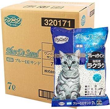 Amazon 国産 ワンニャン 紙製ブルーdeサンド トイレに流せる猫砂 7l 7袋 ワンニャン 猫砂 通販