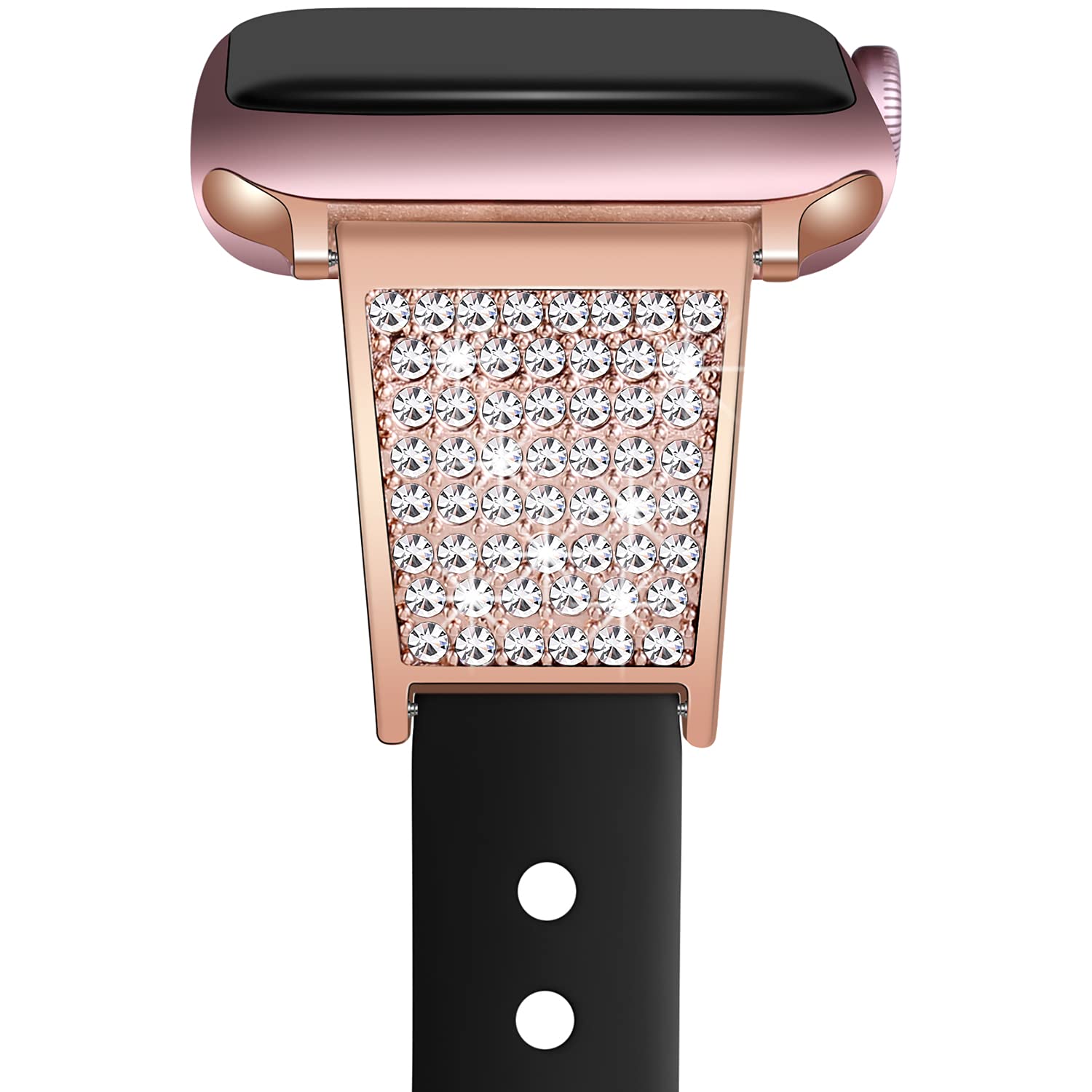 Stylish Silicone Band Compatible with Apple Watch Bands 38mm 40mm 42mm 44mm Women, Love Lies Within Fashion Metal with Bling Rhinestones Replacement Strap for iWatch SE Series 6 5 4 3 2 1