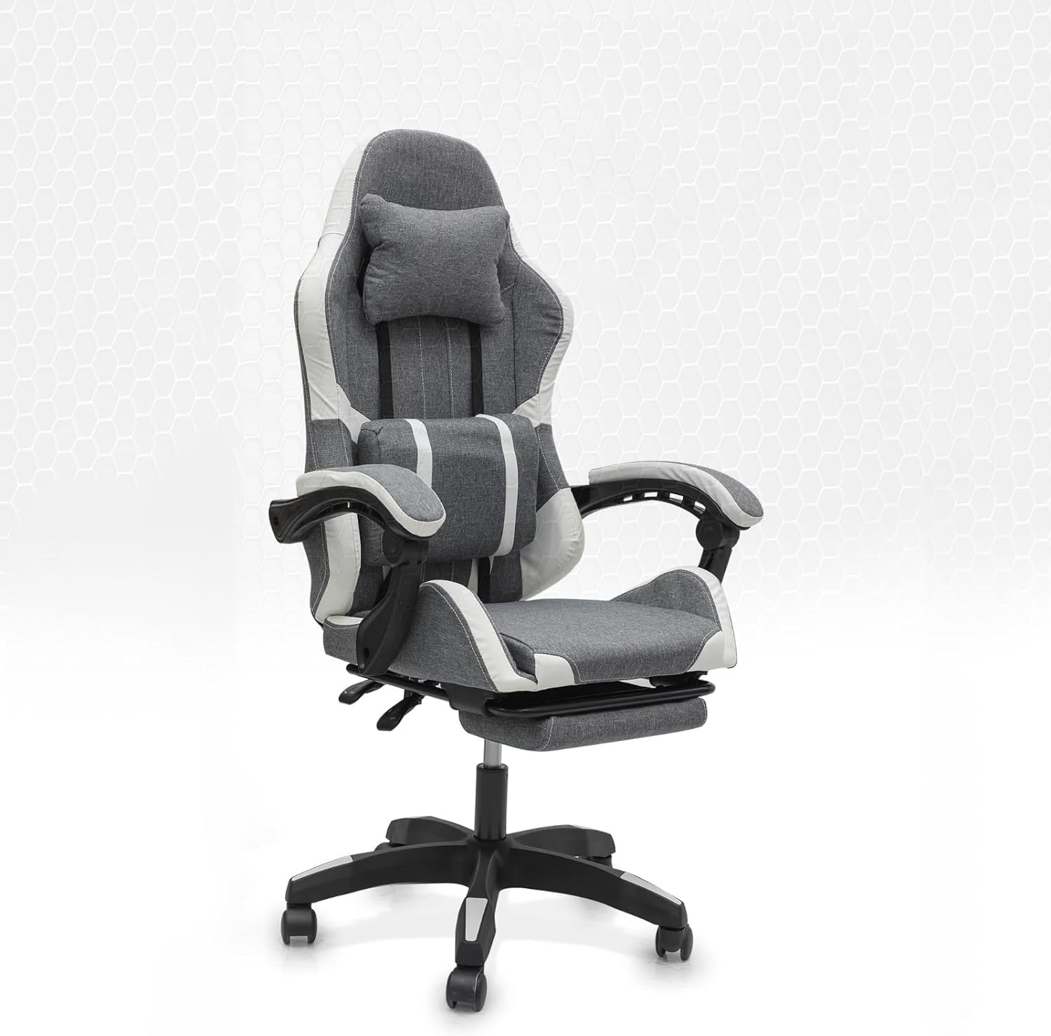 Uzman Home Gaming Chair with Footrest Computer Gaming Chaise Racing Style Video Game Chairs Ergonomic Office Desk Chair Swivel Computer Chair with Lumbar Support and Headrest - (Gray)