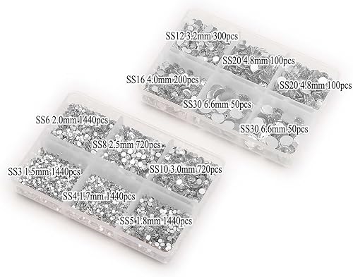 Miniatura 6 de 8000 diamantes de imitación no termofijos, 10 tamaños, con parte trasera plana, pinzas y bolígrafo de recolección para arte de uñas, ropa, bolsas,