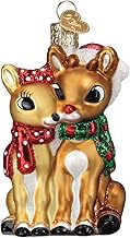 Old World Christmas Rudolph and Clarice Glass Blown Ornament for Christmas Tree, Handcrafted Holiday Decoration, Rudolph Collection