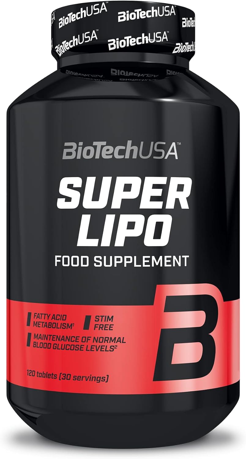 BioTechUSA Super Lipo | Cafeïnevrij | met L-Carnitine, CLA, HCA, Groene Thee Extract | voor Gewichtsbeheersing en Ondersteuning van de Stofwisseling | Glutenvrij, 120 tabletten