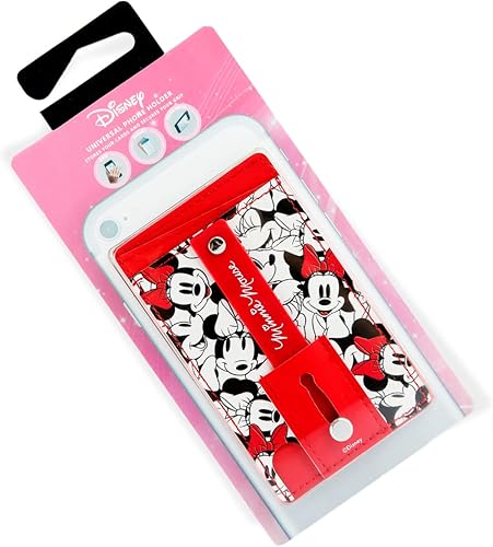 Miniatura 8 de iJoy Disney Minnie Faces - Cartera roja para teléfono, tarjetero adhesivo con correa para el dedo y soporte para iPhone (4 x 3 x 0.3 pulgadas)