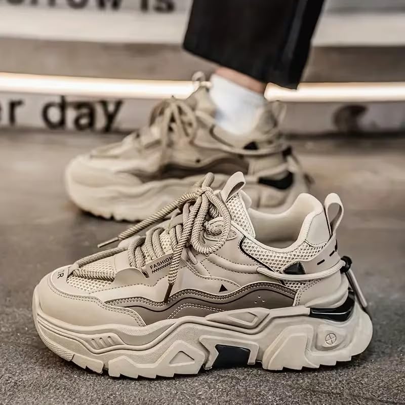 Image of Cruiser Men's Chunky Sneakers| Streetwear Fashion Shoes| Trendy & Stylish Lace Up Casual Sneakers | Durable Lightweight Comfortable Sports Running Walking Shoes, Cushioned Thick Insole Sneakers(2659)