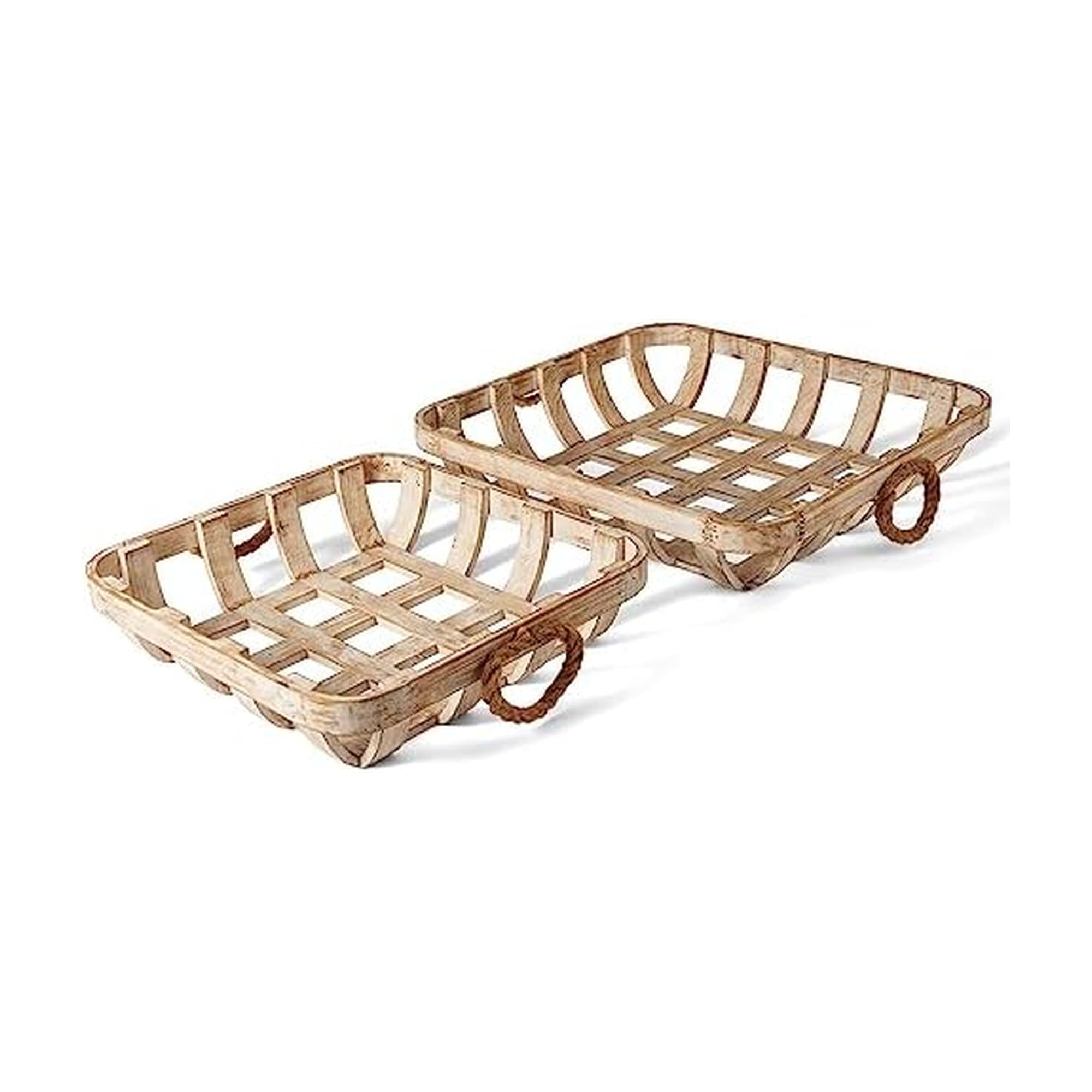 Amazon.com: Elements Wood Weave Tobacco Baskets, Natural Finish, Set of 2,  20 and 16 Inch : Home & Kitchen