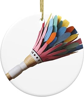 Colored Shuttlecock Pattern Christmas Tree Ceramic Hanging Round Pendant for Decorating Shopping malls, Shops, Homes