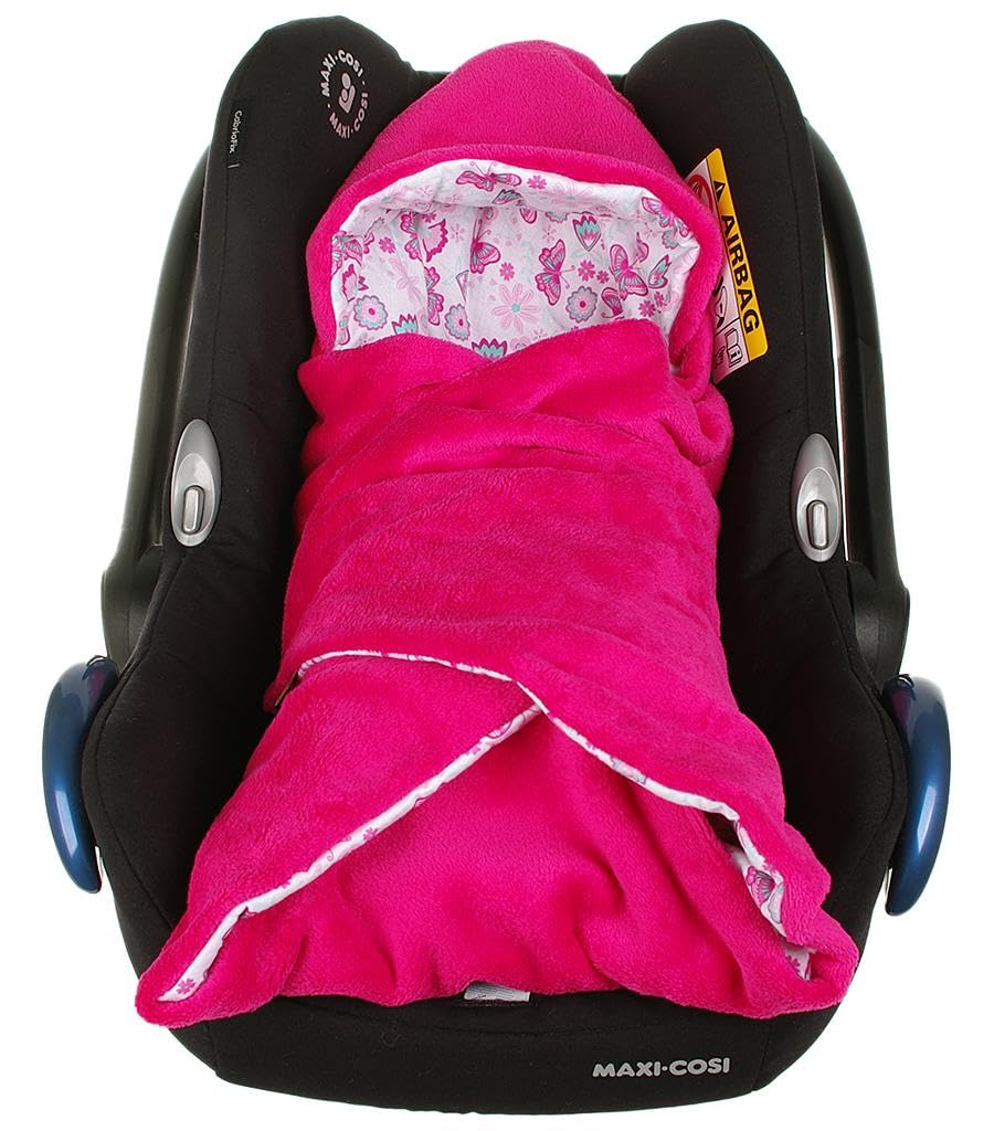 Einschlagdecke für die Babyschale Babyschalenfußsack Sommer Fußsack (Rosa, Schmetterling)