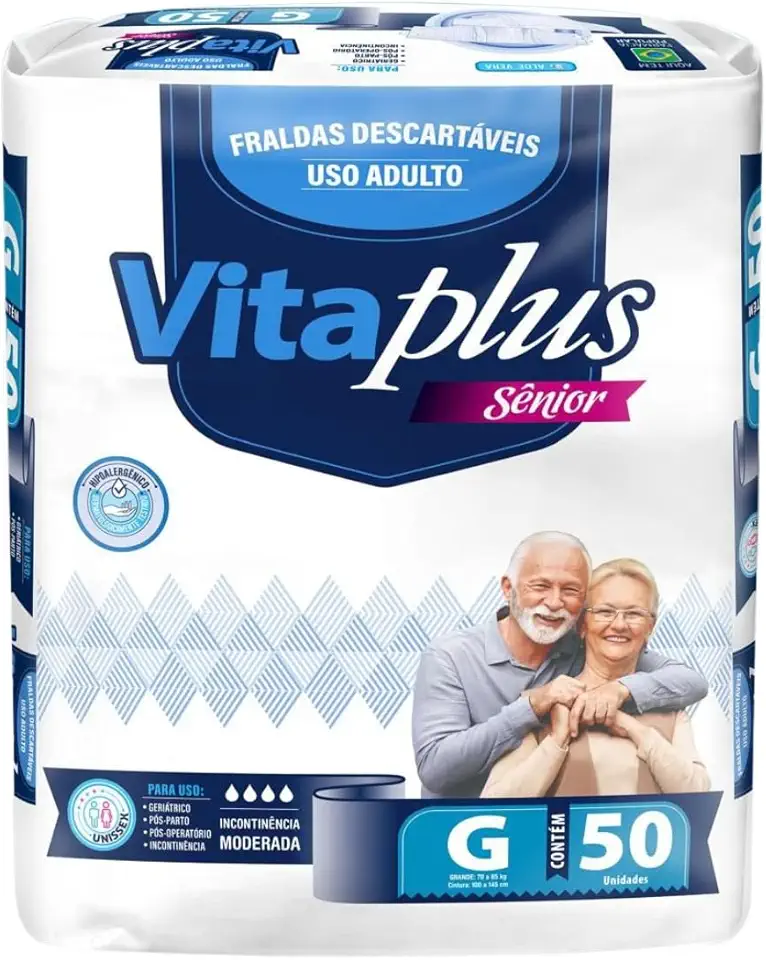 Fralda Descartável Vita Plus G Geriátrica Adulto Incontinência Operatório Hiper