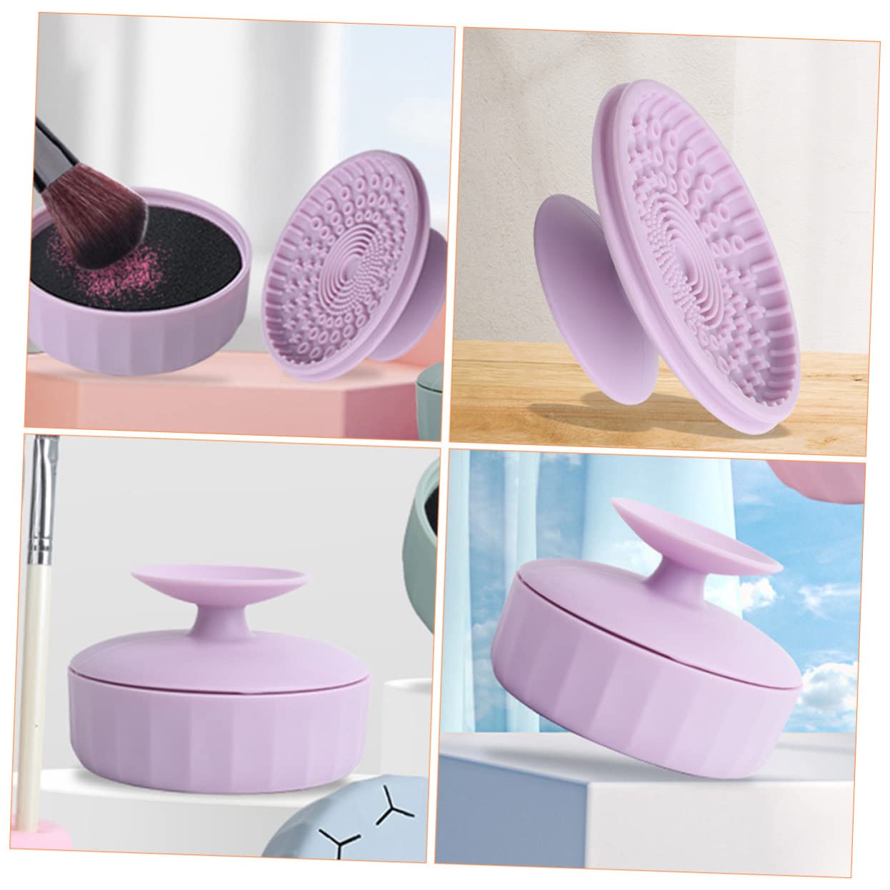 Ipetboom Scatola Per La Pulizia Dei Pennelli Da Trucco Con 4 Tappetini in Silicone Detergente Per Pennelli A Secco Accessori Per La Pulizia Degli Strumenti Da Trucco Portatili