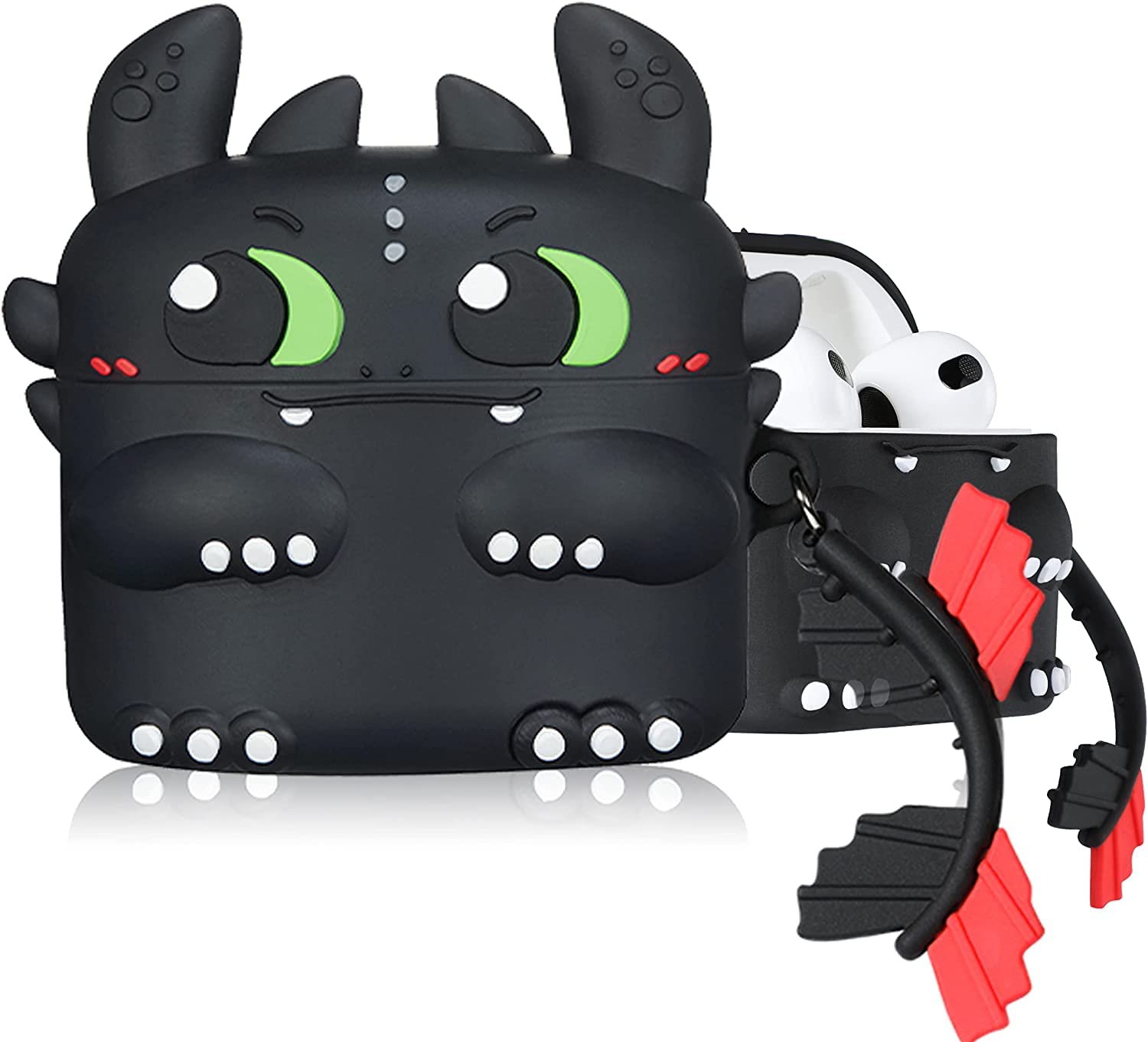 DIRECT 2 U Case for Airpods 3 3rd Generation Cute Soft Silicone 3D Funny Fun Character Fashion Designer Cartoon Cases for Kids Boys Girls (Black Tee-thless)