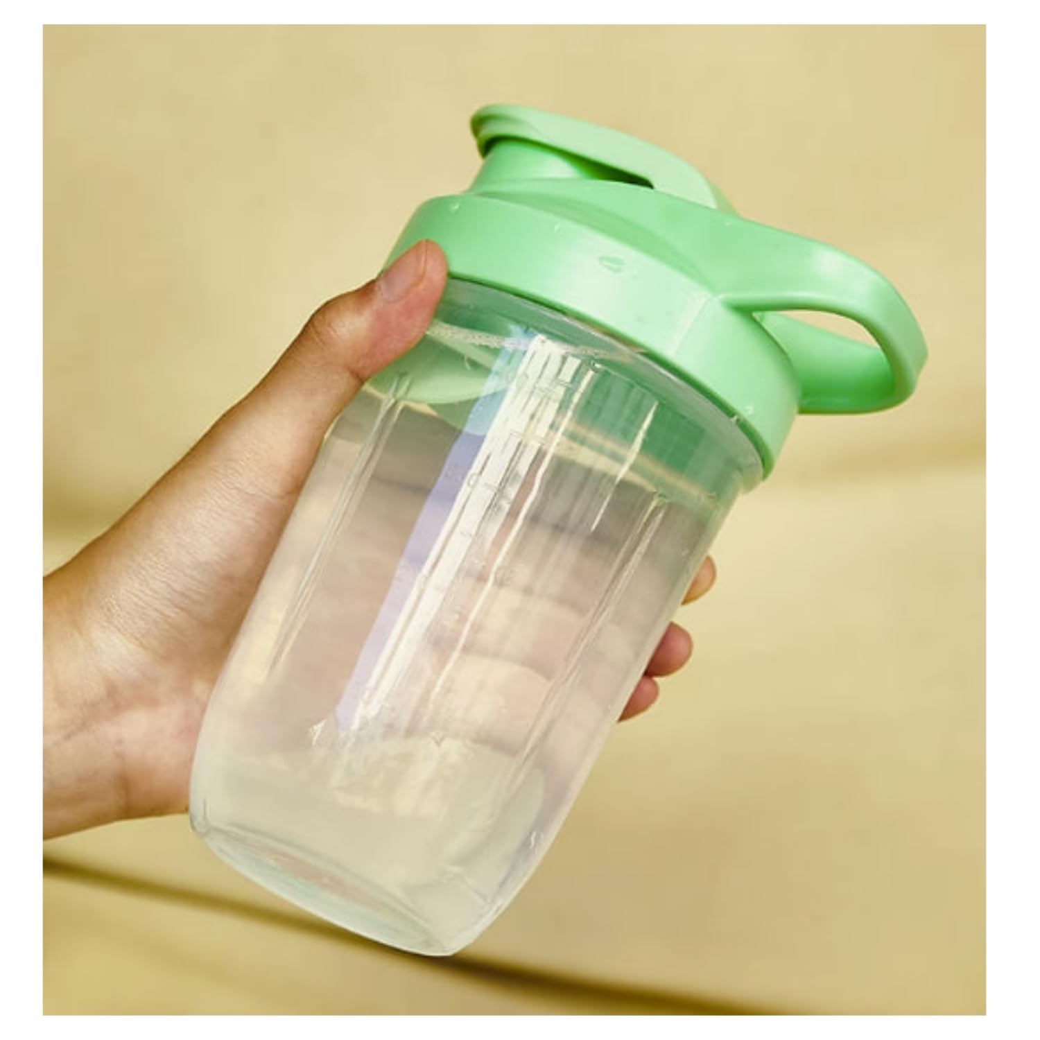CHNLML Bouteille shaker protéinée de 400 ml avec boule de mélange, anti-fuite, sans BPA, pour salle de sport, entraînement, mélangeur de jus (vert/transparent, 400 ml - 1 bouteille)