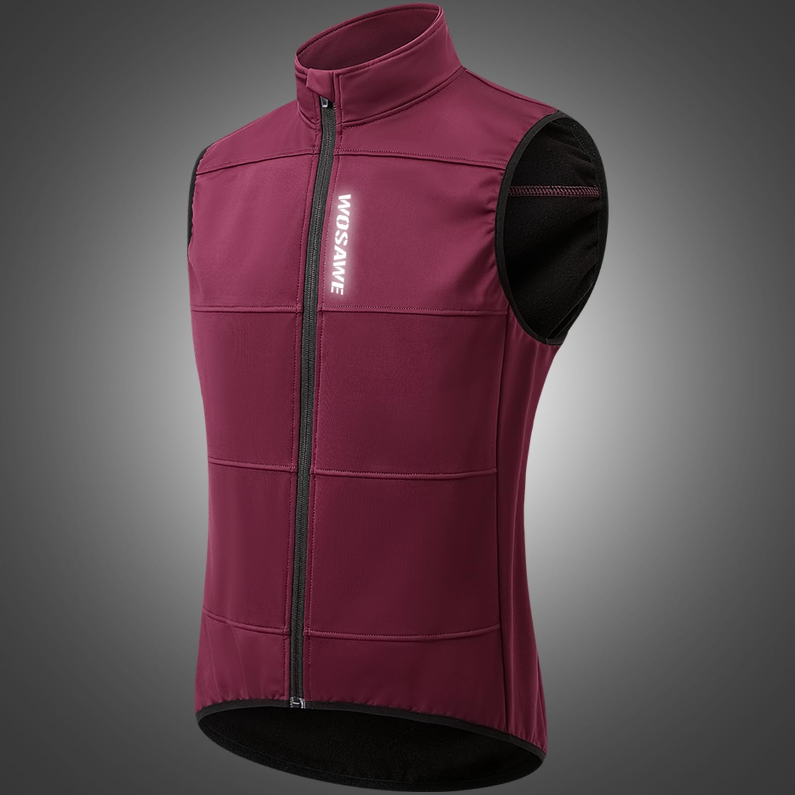 WOSAWE Homme Gilet de Cyclisme Coupe-Vent Softshell Thermique Respirant Veste de Vélo sans Manches pour Automne Hiver