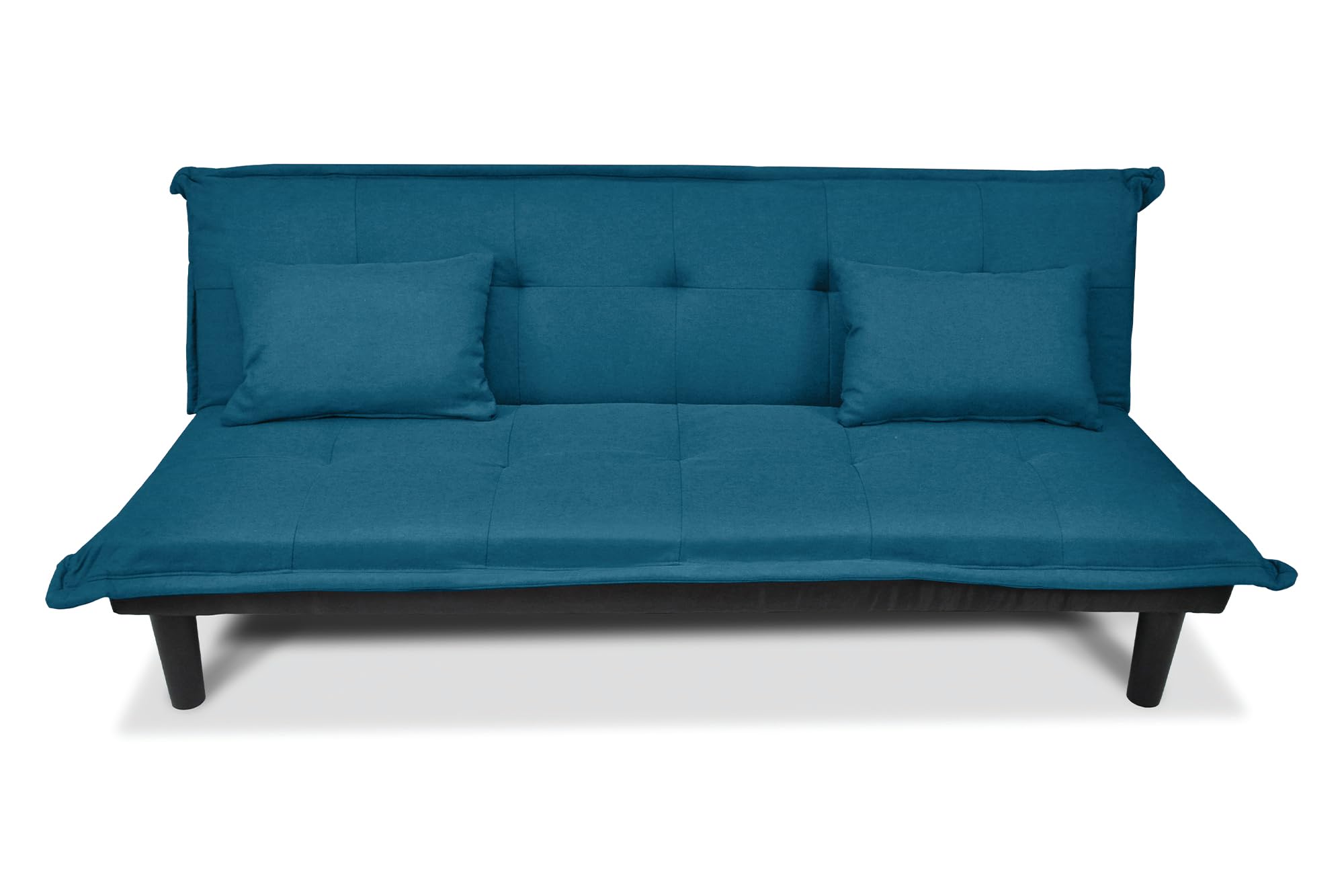 SAMIRA Divano letto clic clac, divanetto in tessuto Russell (Blu Petrolio)