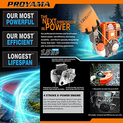 Proyama 40Cc Gas Powered Brush Cutter, 4-Cycle Weed Eater, 3 In 1 Dual Line Gas String Trimmer And Grass Trimmer thumb #4