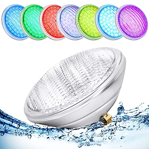AHJ Éclairage de piscine,36W RGB Lampe de Piscine LED PAR56 Ampoule Led Piscine,IP68 Lumiere Pour Piscine avec Télécommande,3500lm,Angle de Faisceau 120 °,[12V AC/DC] Équivalent Ampoule Halogène 300W