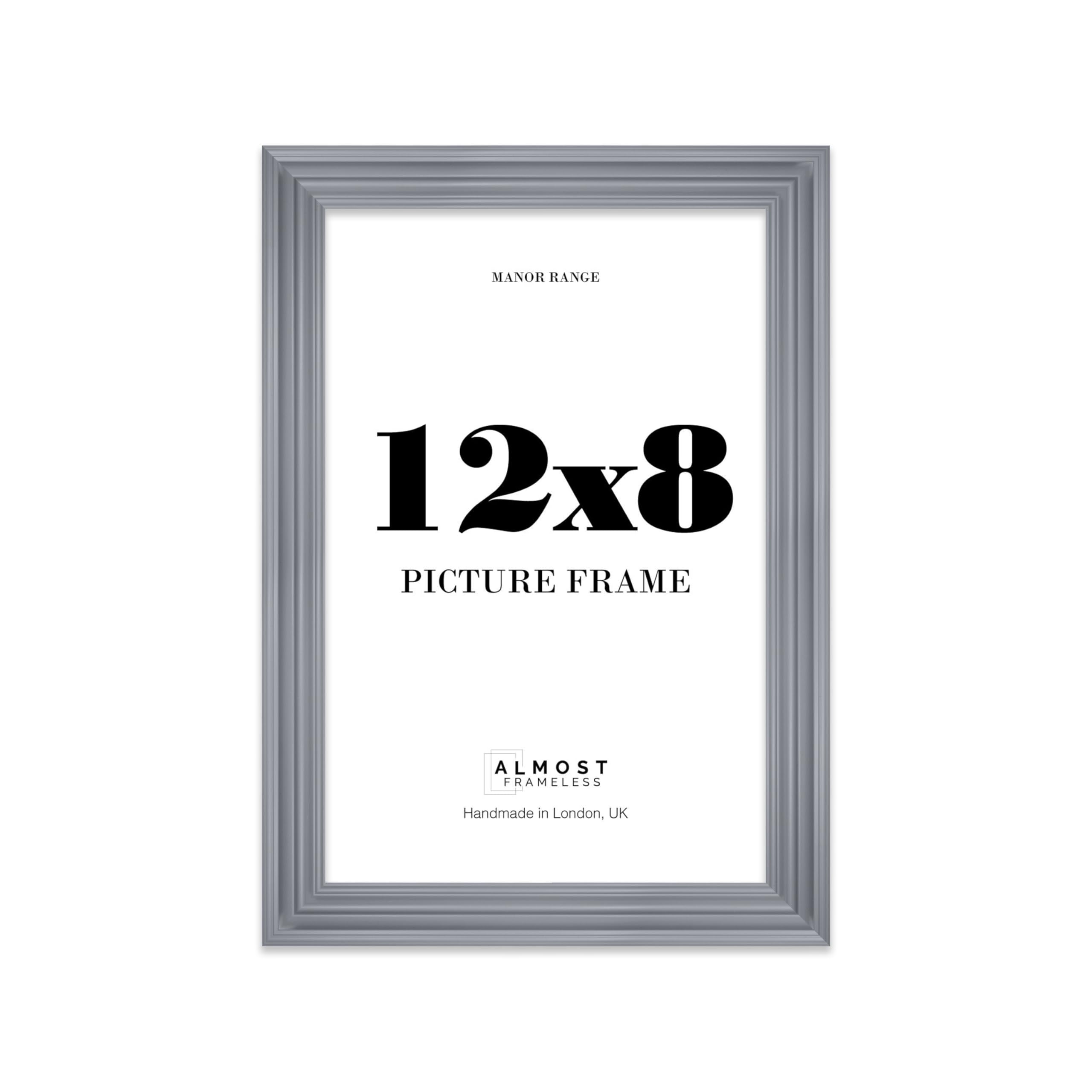 12x8 Picture Frame, Display 12x8 Pictures (20.3 x 30.5cm) - Scandi Grey Vintage 42mm Edge Frame for Home Décor - 1 Pack