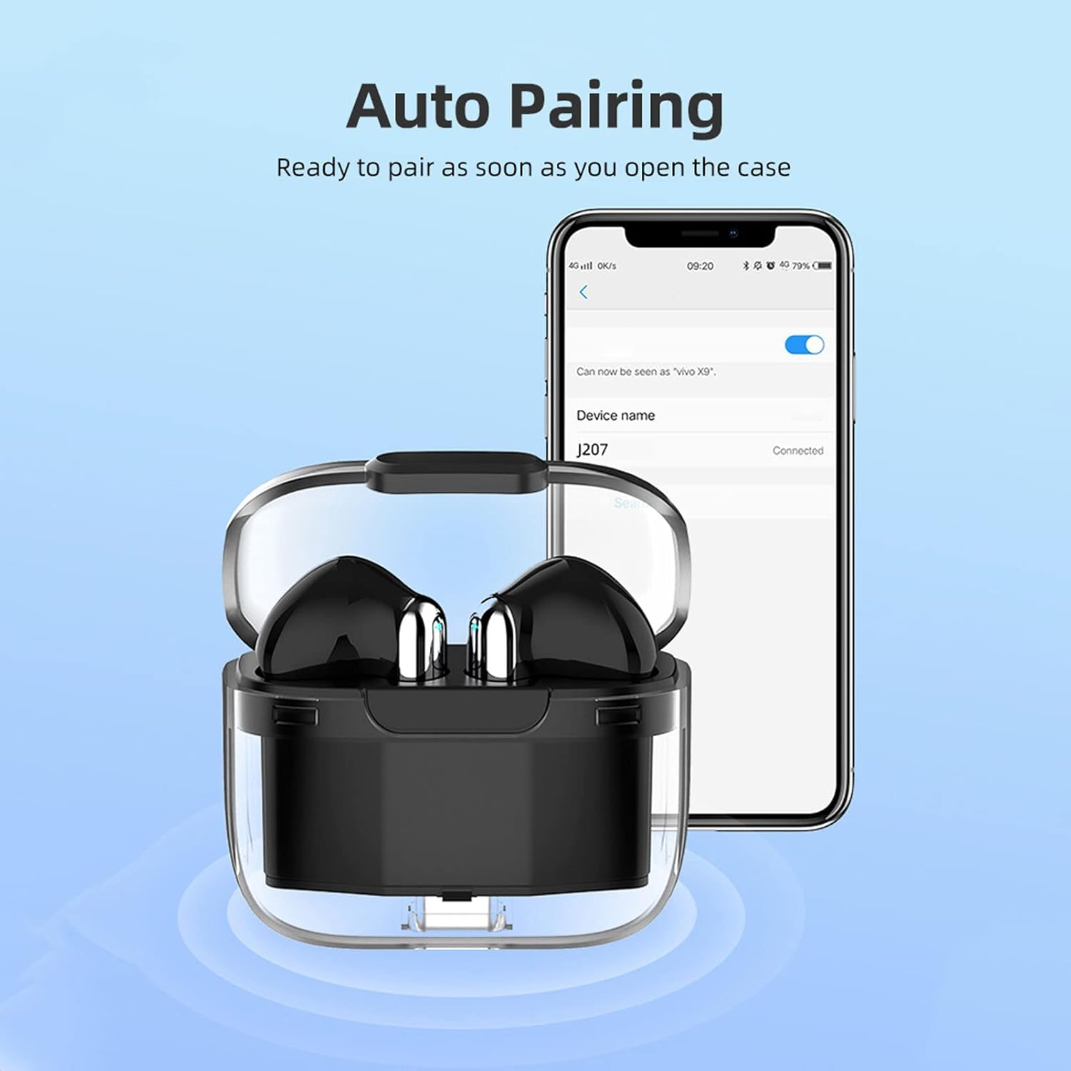 Language Translator Earbuds Bluetooth 5.3 Support 144 Languages 0.2s Real Time Translation, Voice Language Translator with Transparent Case