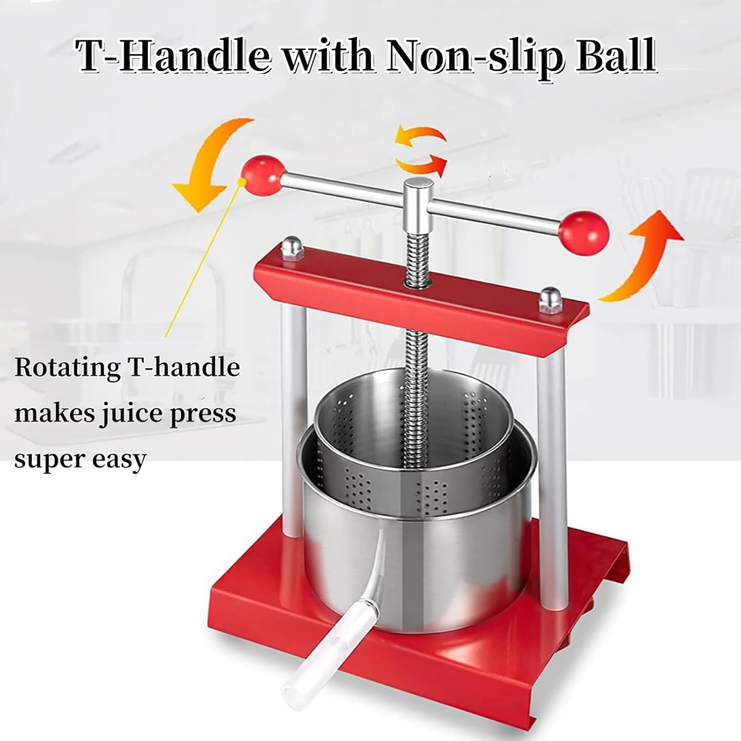 2L Manual Juice Press, Herb Fruit Cheese Press, Food Grade Stainless Steel Juicer Presser for Fruit Cider Wine Olive Oil