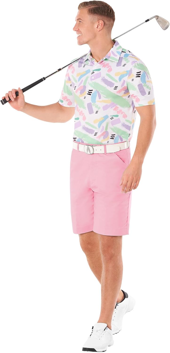 Royal & Awesome Men's Pastel Golf Shorts, Golf Shorts for Men Slim Fit, Funny Men Apparel, Crazy Bright Design, Colorful