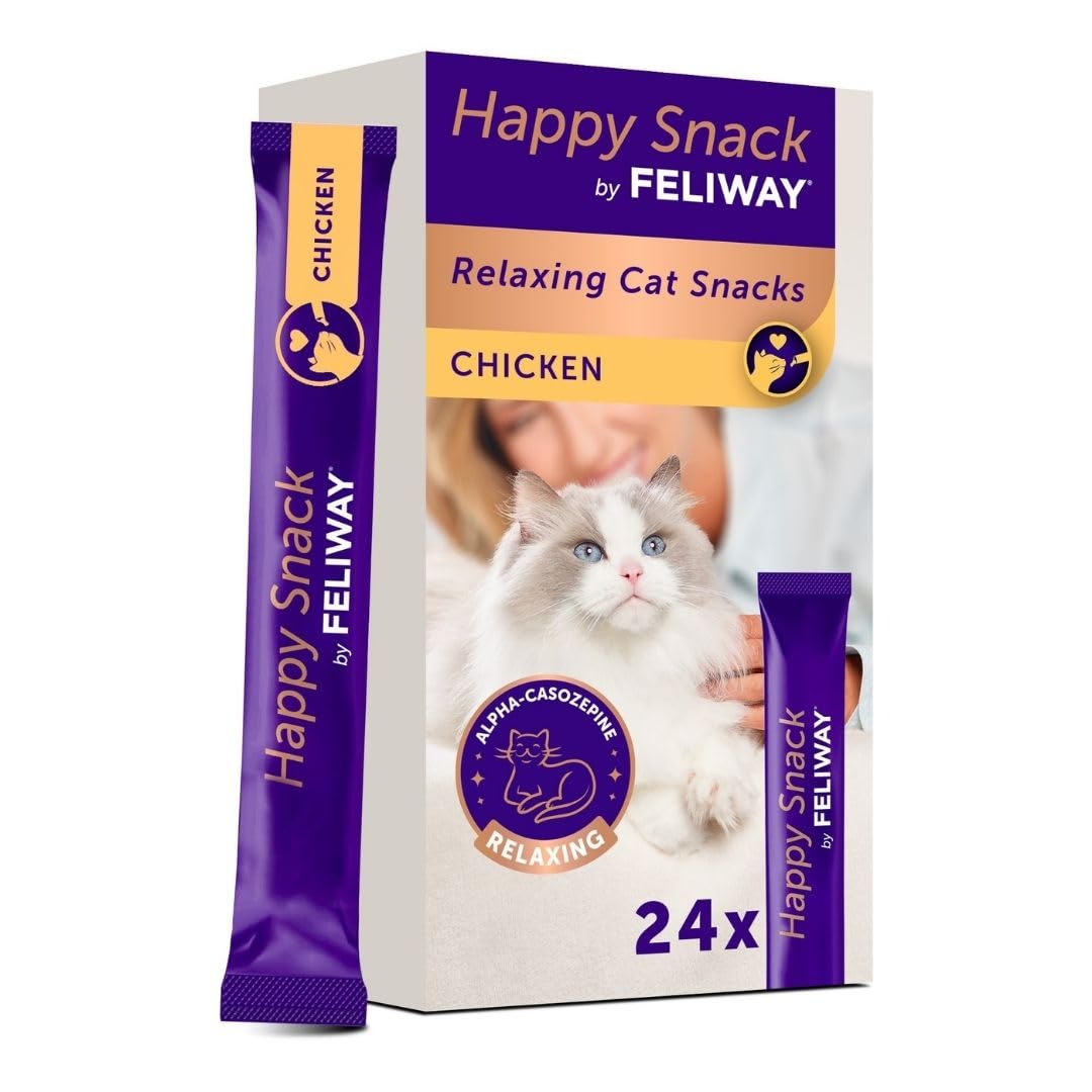Happy Snack by FELIWAY Delicious Calming Creamy Cat Treats, 24 snack sticks - Helps cats feel calmer and promotes bonding