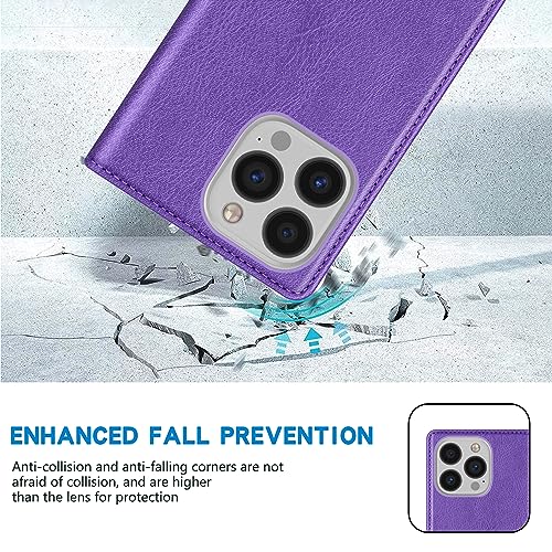 Image of ZZXX iPhone 13 Pro 6.1 inch Cellular Phone Case, Wallet with RFID Blocking, Card Slot, Magnetic Leather Flip Protective Cover (Purple)