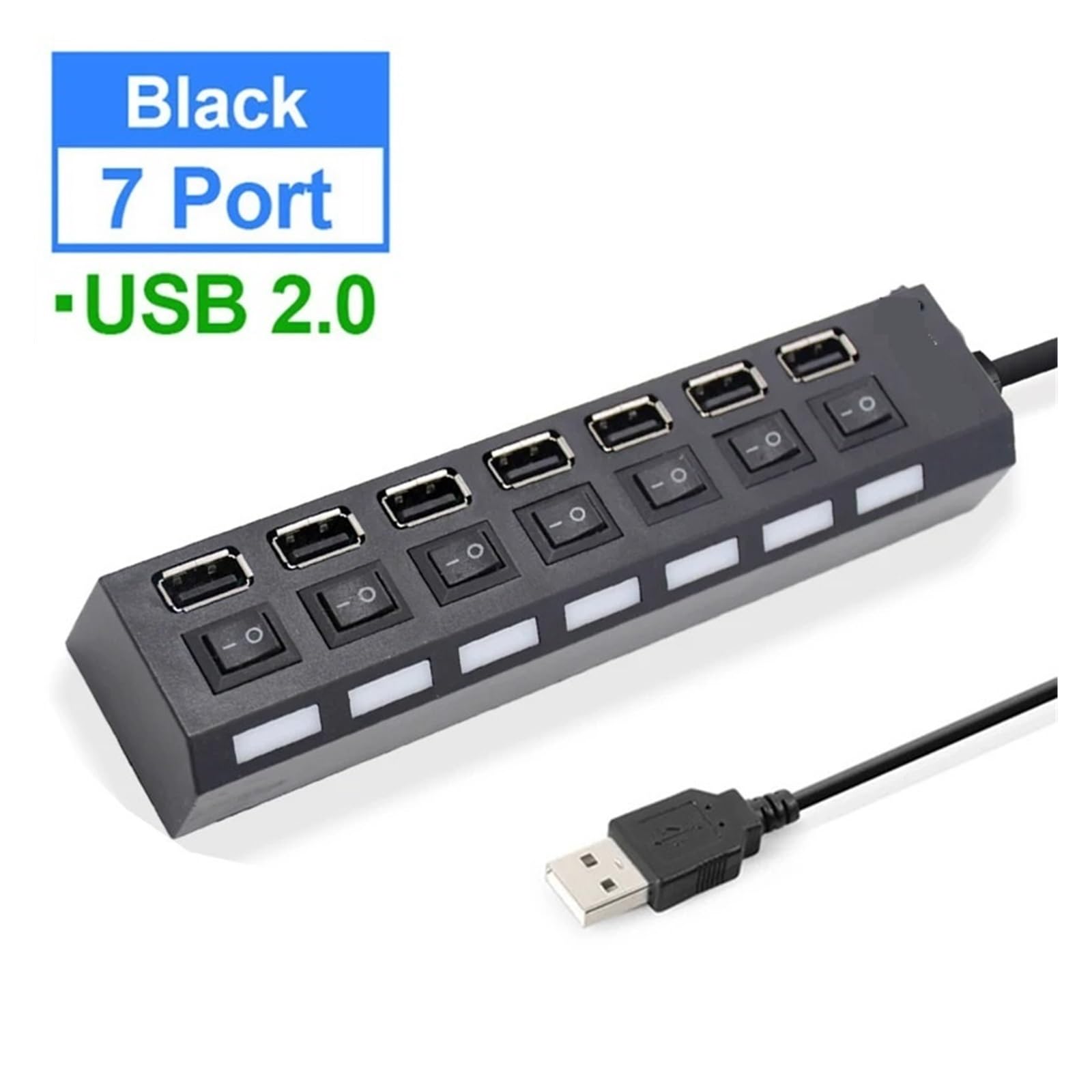 HUB USB 3.0 Multi 4 7 Rozdzielacz Portów USB Z Zasilaczem Do Komputera Stancjonarnego Akcesoria Do Laptopa Wiele USB Hab Szerokie Zastosowanie(2.0 7 Port Black)