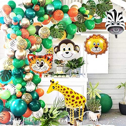 GuassLee Jungle Safari Theme Party Balloon Garland Kit  151 Pack with Animal Balloons and Palm Leaves for Kids Boys Birthday Party Baby Shower Decorations