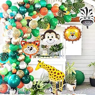 GuassLee Jungle Safari Theme Party Balloon Garland Kit  151 Pack with Animal Balloons and Palm Leaves for Kids Boys Birthday Party Baby Shower Decorations