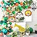 OuMuaMua Jungle Safari Theme Party Balloon Garland Kit – 151 Pack with Animal Balloons and Palm Leaves for Kids Boys Birthday Party Baby Shower Decorations