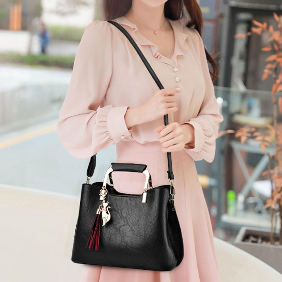 XingChen Bolsos y bolsos de mano para mujer con asa superior, bolsos de hombro de piel sintética