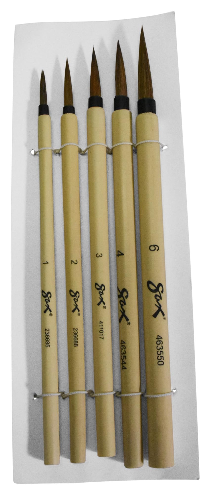 School Specialty 443474 Watercolor Paint Brush Set, Bamboo Handle, Fine Brown Hair, Assorted Sizes (Pack of 5) - Image 2