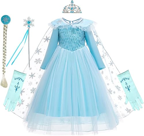 Miniatura 1 de REXREII Vestido de princesa Elsa Frozen para niñas, disfraz de Halloween, Navidad, cumpleaños, fiesta de noche, vestido de baile con accesorios