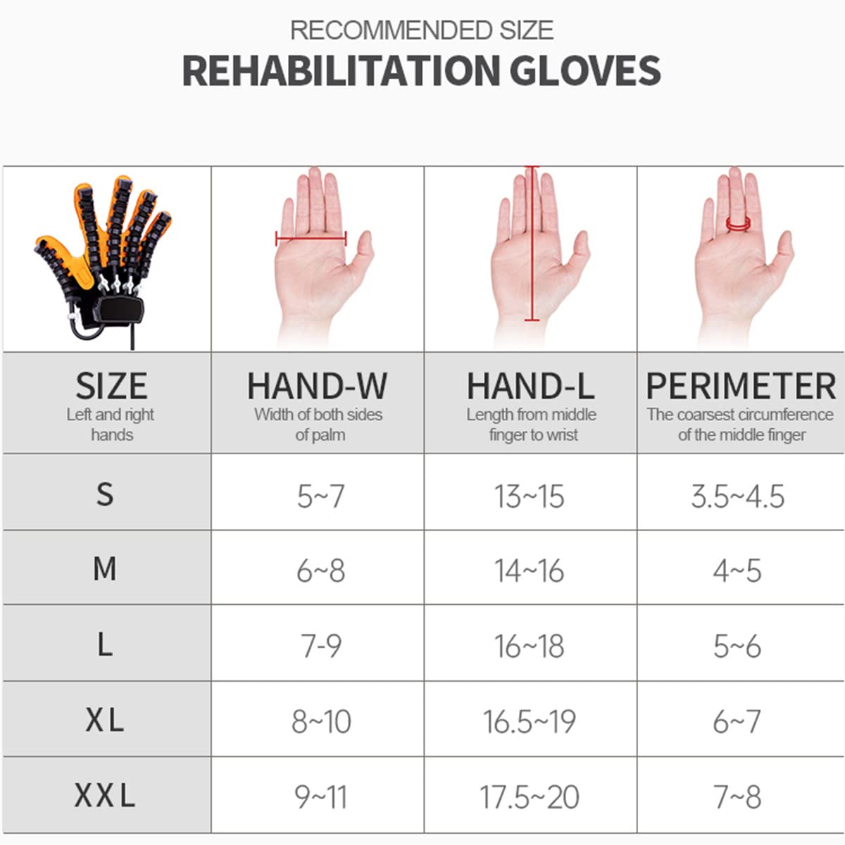 Nuevos Guantes de Robot de rehabilitación Modo de Dos Manos, Equipo de rehabilitación de Manos Ajuste de Fuerza con Carga USB, Equipo de Ejercicio de Mano con Dedo,L
