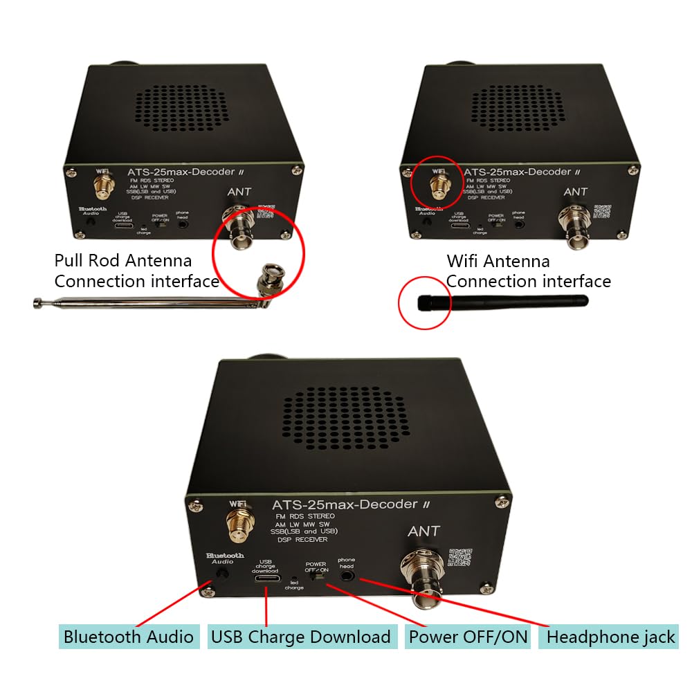 Receptor de rádio de ondas curtas SI4732 ATS25 Max-Decoder II