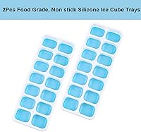 Vista 3 de 2 bandejas de silicona para cubitos de hielo, flexible y conveniente, bandeja de hielo cuadrada de silicona de 14 celdas para el hogar, bandeja
